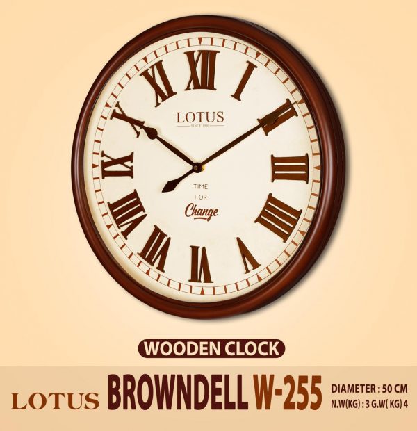 ساعت دیواری چوبی لوتوس مدل Browndell W-255